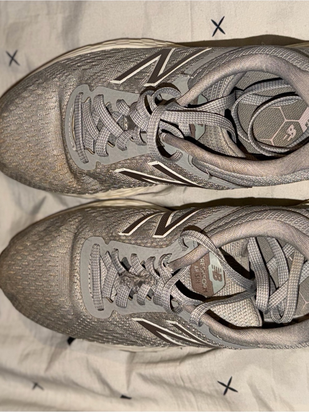 New Balance Light Gray Lace-Up Athletic Shoes